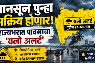 मान्सून पुन्हा सक्रिय! महाराष्ट्रातील अनेक जिल्ह्यांना यलो अलर्ट, मुसळधार पावसाचा इशारा